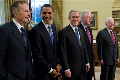 Five U.S. Presidents meet in the White House: 7 December 2009