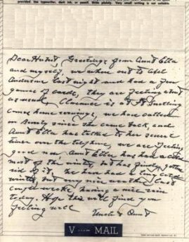 Uncle Oliph to Ande: V-Mail of 11 April 1943