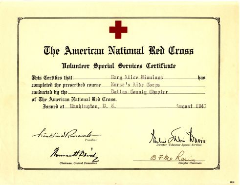 Red Cross Nurse's Aide Certificate