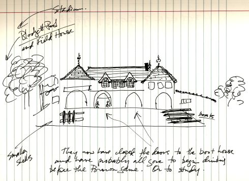 sketch of Harvard Boat House