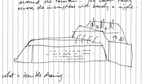 sketch of the JFK fountain
