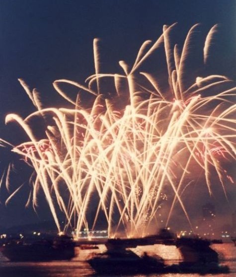 4th of July fireworks over the Charles River, Boston, 1983