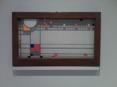 The High Museum of Art: Frank Lloyd Wright glass panel with American flag