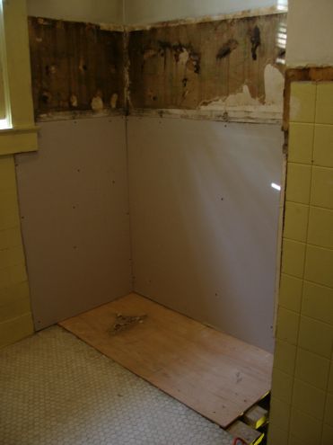 Tub and shower: sub-floor and sheet rock