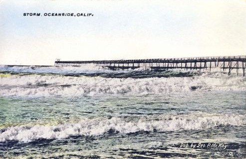 Picture postcard of a storm at the Oceanside Pier