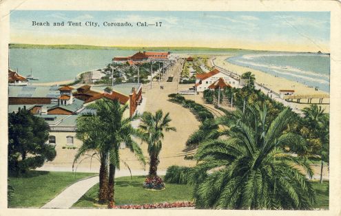 Postcard: Beach and Tent City, Coronado