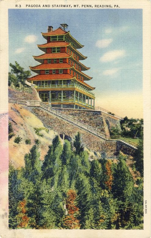 postcard: Pagoda at Mt. Penn
