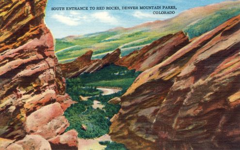 Postcard: South Entrance to Red Rocks