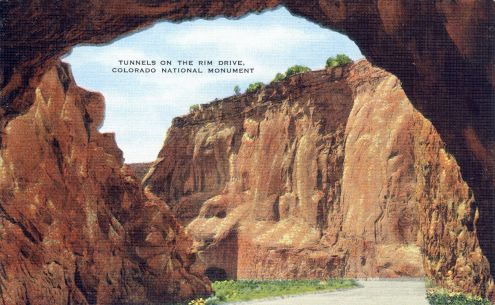 Postcard: Tunnels on the Rim Drive, Colorado