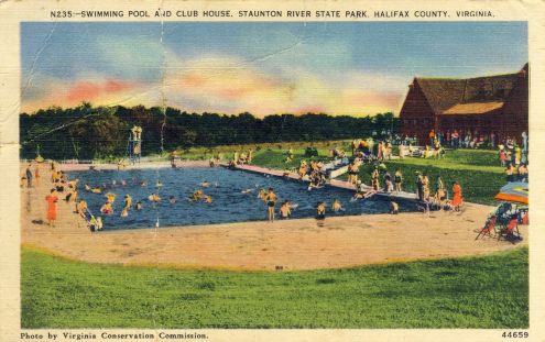 Postcard: Swimming Pool and Club House, Halifax County, Virginia