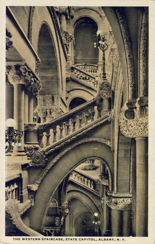 Postcard: Western Staircase in New York State Capitol, Albany