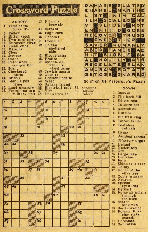 Richard to Alice: 25 February 1946 (crossword puzzle)