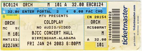 Coldplay, Birmingham, 24 January 2003
