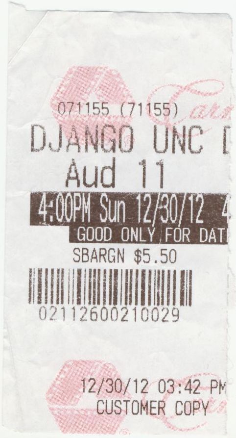 123012b Django unchained ticket stub