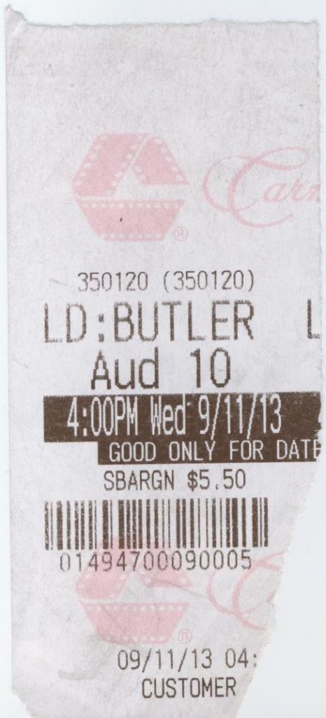 091113 The Butler ticket stub