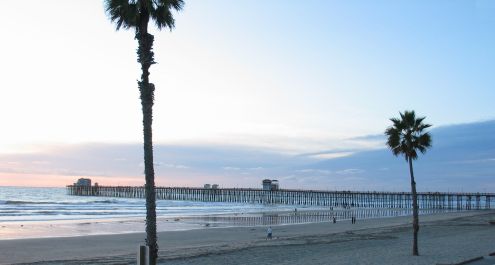 The Oceanside Pier and beach at sunset, 14 December 2008