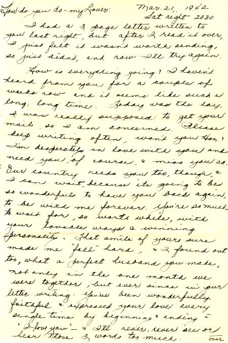 Bev to Ande: Letter of 21 March 1943