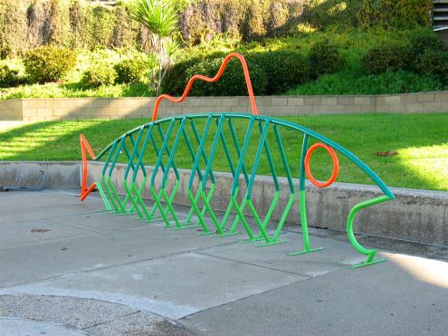 Bike Rack that looks like a fish, at the Oceanside Pier