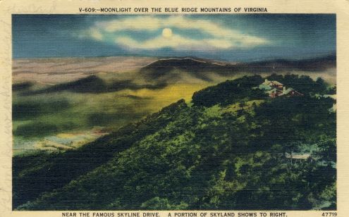 Postcard: Moonlight over the Blue Ridge Mountains