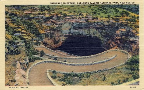 Postcard: Entrance to Carlsbad Cavern