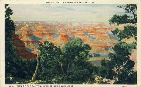 Postcard: Grand Canton, View from Bright Angel Camp