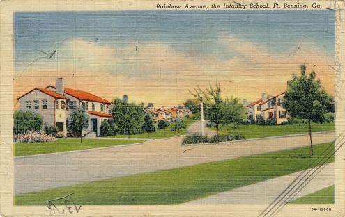 Postcard: Rainbow Avenue, Fort Benning Infantry School
