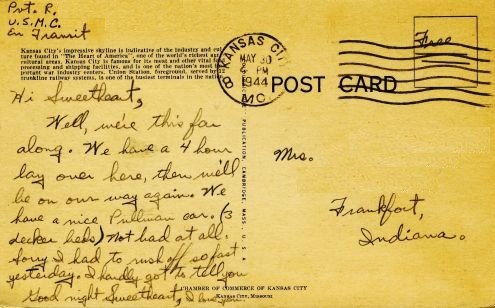 Richard to Alice: 28 May 1944 (back of postcard)