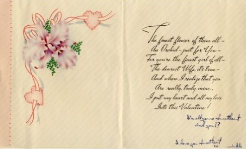 Richard to Alice: Valentine's Day 1946 (inside of card)