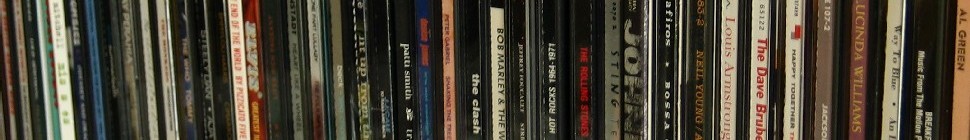 CDs on a shelf